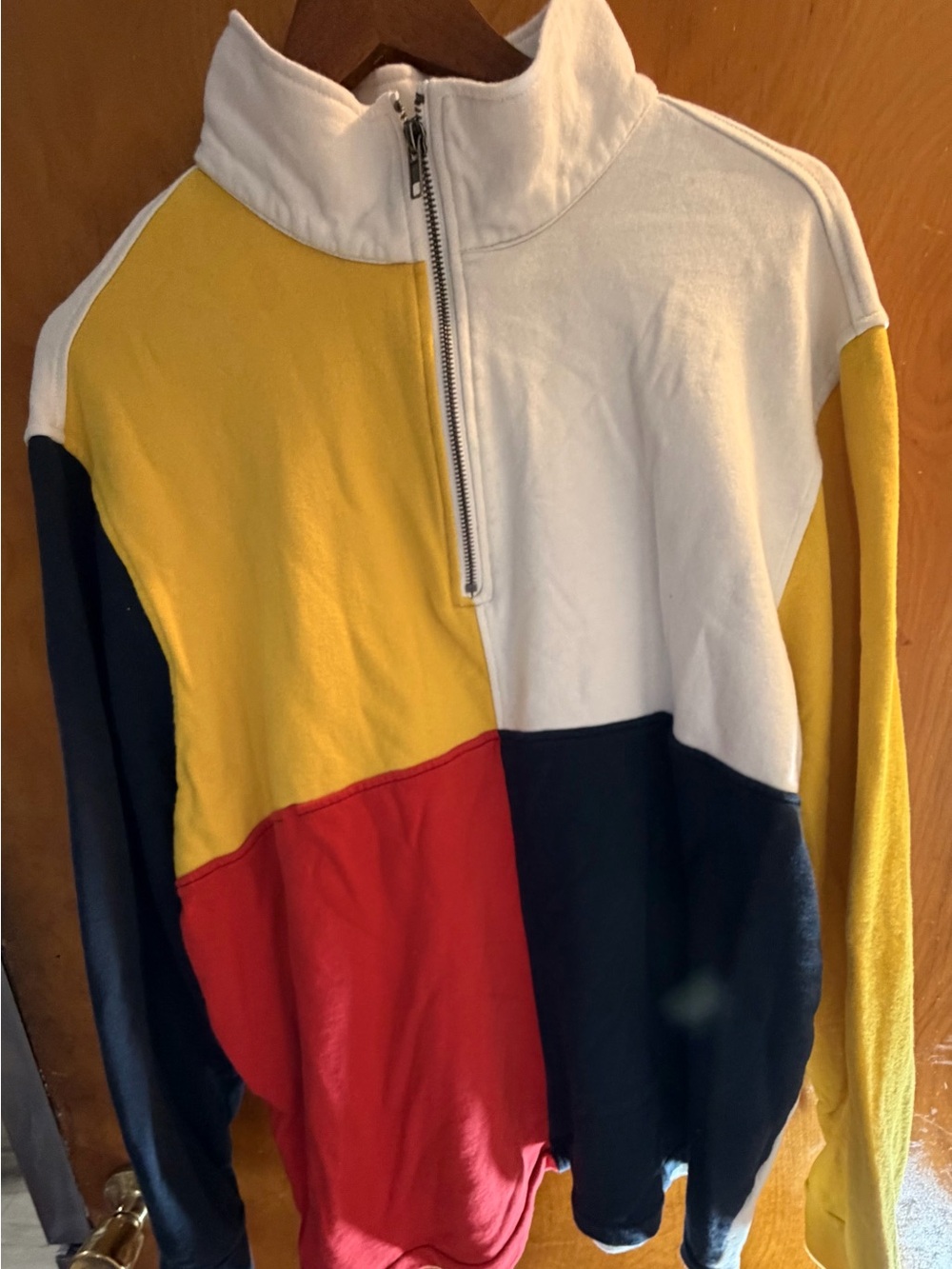PacSun Cream and Yellow Quarter-Zip Pullover